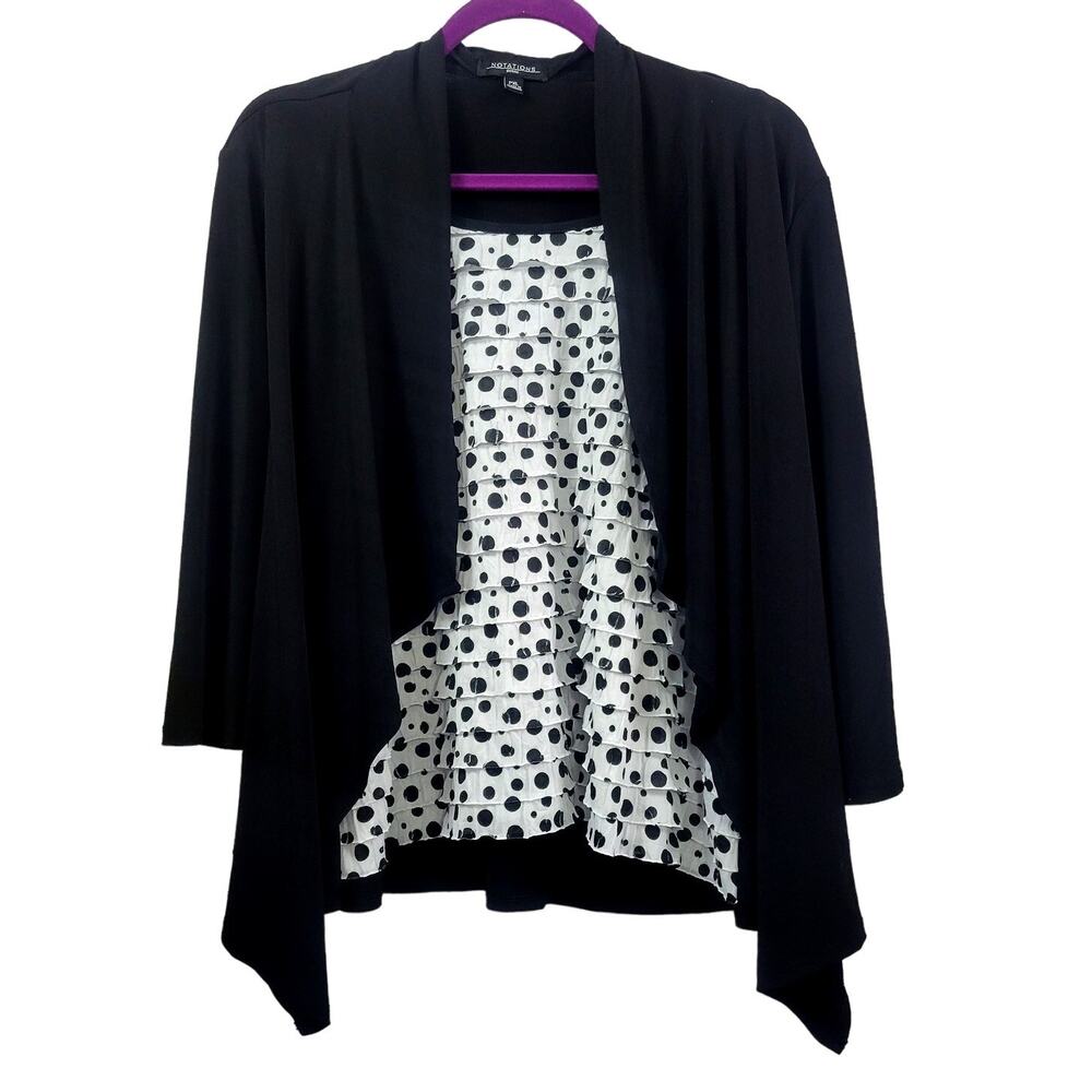 Notations Polka Dot Waterfall Blouse Size PXL